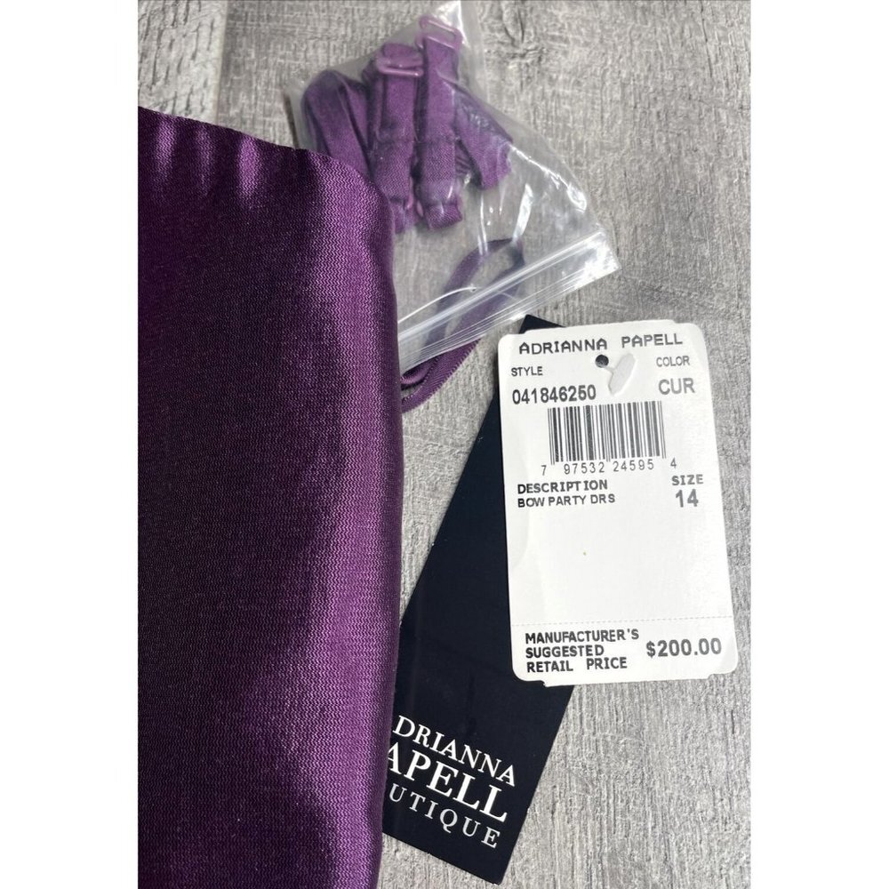 Adrianna Papell Cocktail Dress Womens 14‎ Purple Silk Sleeveless Bow Mini NEW - Picture 3 of 12